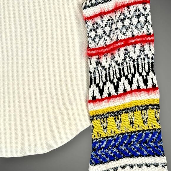 Free People Fairground Thermal Folk Boho Cream Long Bell Statement Sleeve Top XS - Picture 5 of 10